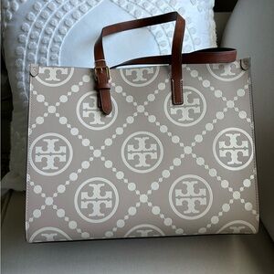 NEW Tory Burch T Monogram Contrast Embossed Tote $598